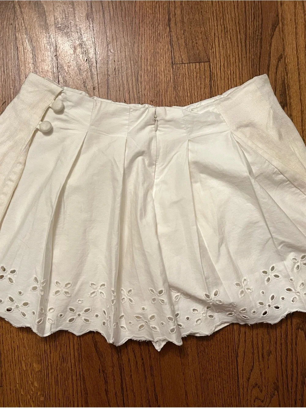 Anthropologie Maeve Women Lined Skirt Ivory Pleated Skort Eyelet Cutout Tennis 6